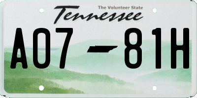 TN license plate A0781H