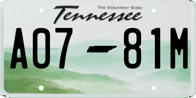 TN license plate A0781M