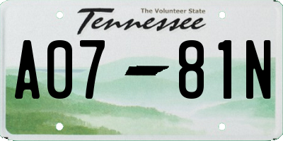 TN license plate A0781N