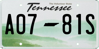 TN license plate A0781S