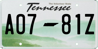 TN license plate A0781Z