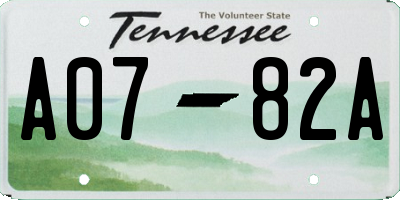 TN license plate A0782A