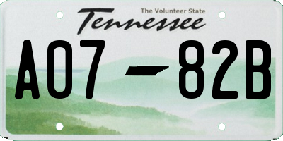 TN license plate A0782B