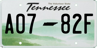 TN license plate A0782F