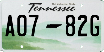 TN license plate A0782G
