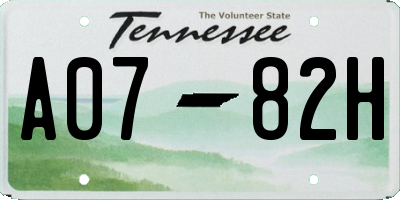 TN license plate A0782H