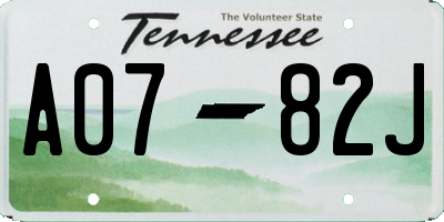 TN license plate A0782J