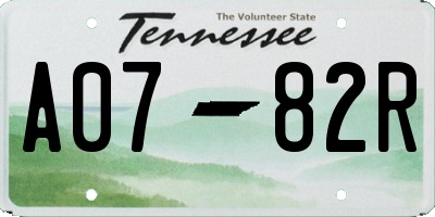 TN license plate A0782R