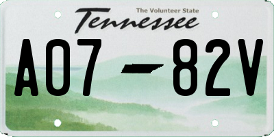 TN license plate A0782V