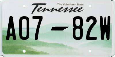 TN license plate A0782W