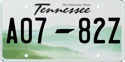 TN license plate A0782Z