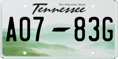 TN license plate A0783G