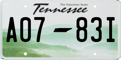 TN license plate A0783I