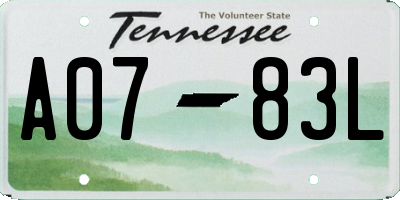 TN license plate A0783L