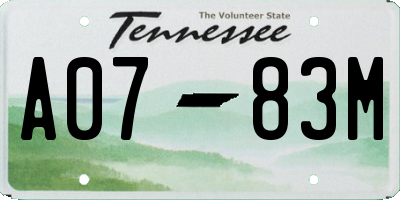 TN license plate A0783M
