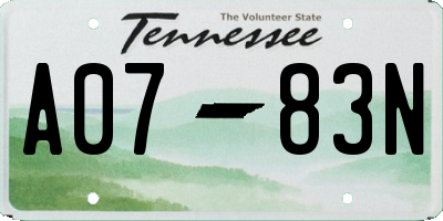 TN license plate A0783N