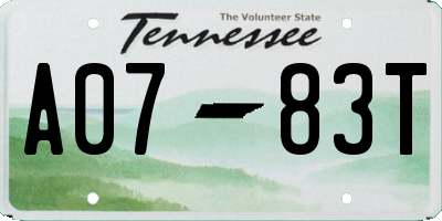 TN license plate A0783T