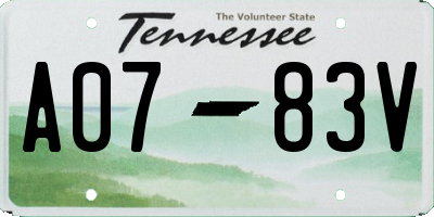 TN license plate A0783V