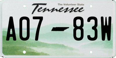 TN license plate A0783W