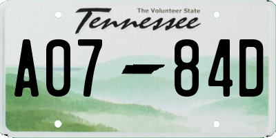 TN license plate A0784D