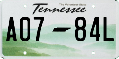TN license plate A0784L