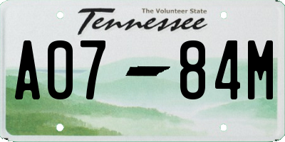TN license plate A0784M