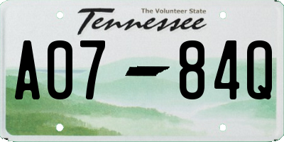 TN license plate A0784Q
