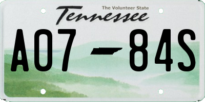 TN license plate A0784S