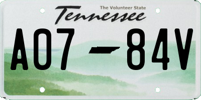 TN license plate A0784V