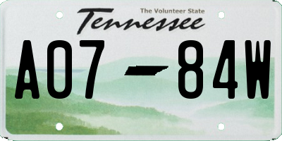 TN license plate A0784W