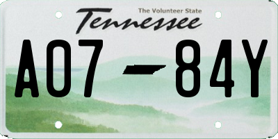 TN license plate A0784Y