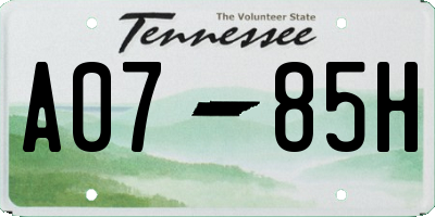 TN license plate A0785H