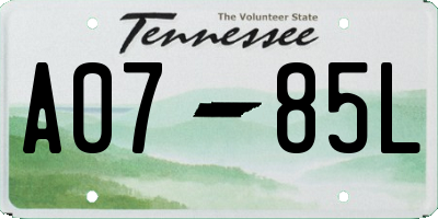 TN license plate A0785L