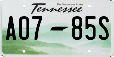 TN license plate A0785S