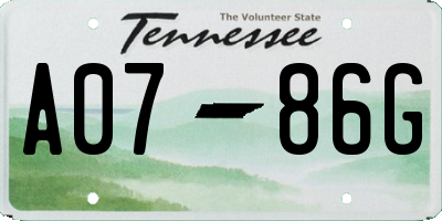 TN license plate A0786G