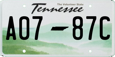 TN license plate A0787C
