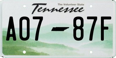TN license plate A0787F