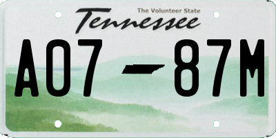 TN license plate A0787M