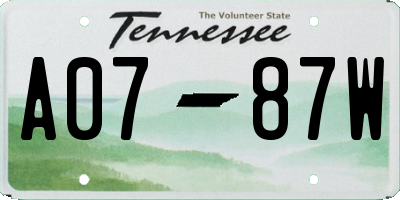 TN license plate A0787W
