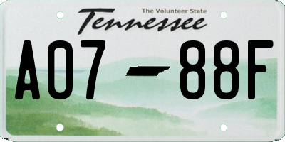 TN license plate A0788F