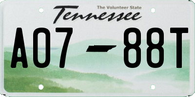TN license plate A0788T