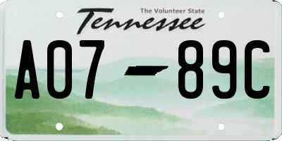 TN license plate A0789C