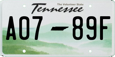 TN license plate A0789F