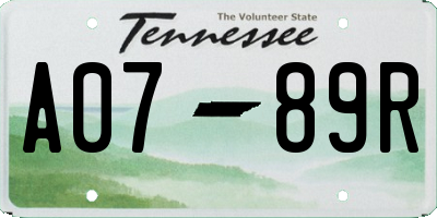 TN license plate A0789R