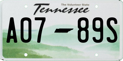 TN license plate A0789S