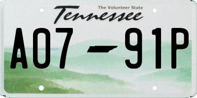 TN license plate A0791P