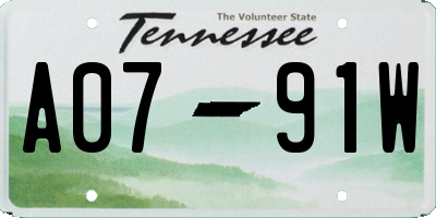 TN license plate A0791W