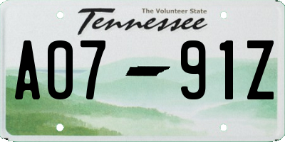 TN license plate A0791Z