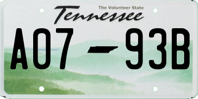 TN license plate A0793B