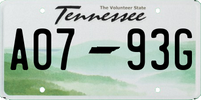 TN license plate A0793G